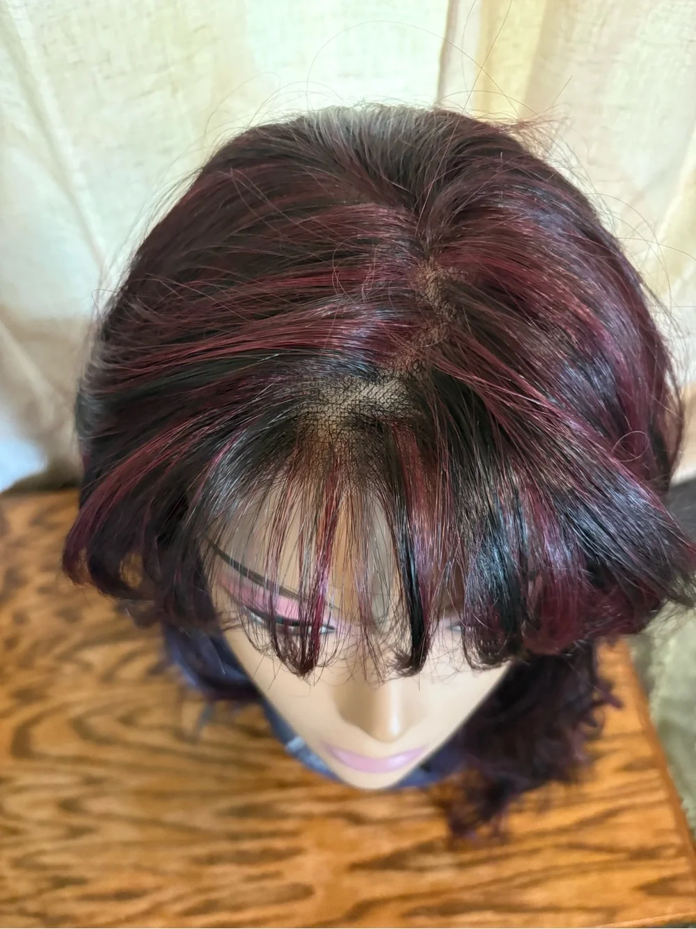 Soma Long Layered Wig with Burgundy Highlights